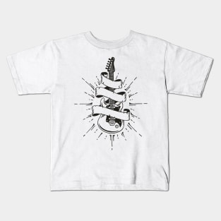 Illustration drawing of electric guitar with ribbon Kids T-Shirt